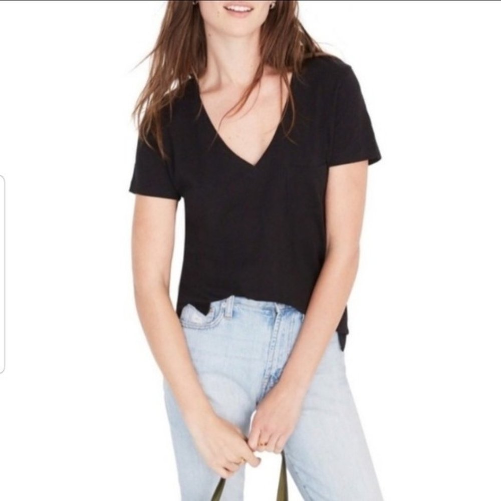 Madewell | Whisper Cotton Black V-Neck Tee